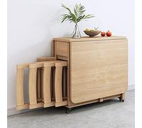 Juego De Mesa De Comedor Plegable, Mesa De Comedor Extensible De Madera con 4 Sillas, Mesa De Hoja Abatible para Cocina Comedor Sala De Estar Restaurante-1.4m