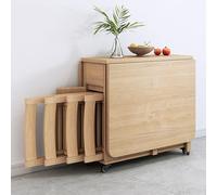 Juego de mesa de comedor plegable para 4-6 personas, mesa extensible de madera maciza con sillas, diseño que ahorra espacio para cocina, comedor, sala de estar, muebles compactos para espacios