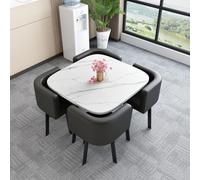 Juego de mesa de comedor redonda compacta, moderna mesa de conferencias optimizada para cocina, 70 x 75 cm / 27.5 * 29.5in, modelo #34