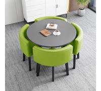 Juego de mesa de comedor redonda con 4 sillas, mesa de reunión compacta para espacios pequeños, 80 cm, diseño retro, perfecto para comedor, cafetería y zonas acogedoras, elegante y funcional