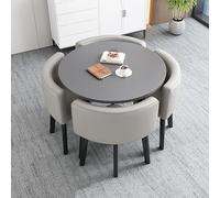 Juego de mesa de comedor redonda con 4 sillas, mesa de reunión compacta y silla combinada, mesa de comedor de 80 cm para espacios pequeños, ideal para comedor, cafetería y zonas acogedoras (color)