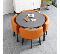 Juego de mesa de comedor redonda con 4 sillas, mesa de reunión compacta y silla, combo de 80 cm, diseño que ahorra espacio para comedor, cafetería y espacios pequeños, muebles elegantes y funcionales