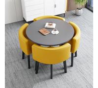 Juego de mesa de comedor redonda con 4 sillas, mesa de reunión compacta y silla, mesa de comedor de 80 cm para cocina, cafetería, espacios pequeños, diseño elegante y versátil