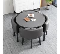 Juego de mesa de comedor redonda con 4 sillas, mesa de reunión compacta y taburete, 80 cm, diseño retro para comedor, cafetería y espacios pequeños, muebles elegantes y que ahorran espacio