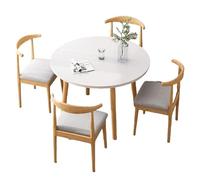 Juego de mesa de comedor redonda con 4 sillas para espacios pequeños, diseño compacto de barra de desayuno, ideal para restaurantes y uso doméstico