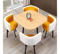 Juego de mesa de comedor redonda cuadrada con 4 sillas, mesa de cocina pequeña para comedor, balcón y reuniones, mesa compacta de 80 cm / 31.5in con sillas elegantes