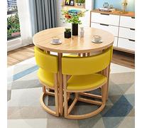 Juego de mesa de comedor redonda de 80 cm, para cocina, oficina, apartamento, estudio, balcón, desayuno, café, sofá, asiento para 4 personas, color amarillo