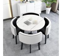 Juego de mesa de comedor redonda moderna para espacio pequeño, juego de mesa de café para sala de estar, balcón, sala de oficina, comedor y cocina, estilo 4