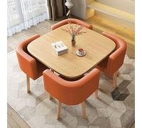 Juego de mesa de comedor y sillas de 4 piezas, mesa redonda de 80 cm, mesa de negociación para oficina, conferencia, recepción, mesa de negociación, mesa de café naranja