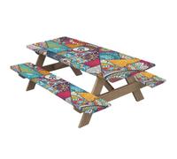 Juego de mesa de picnic con para banco, fundas para mesa de picnic con