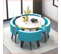 Juego de mesa de reunión de oficina con 4 sillas, muebles redondos de negociación de recepción, mesa de centro tapizada de poliuretano