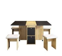 Juego de mesa plegable con 4 taburetes, diseño que ahorra espacio para uso en comedor y para múltiples propósitos, color