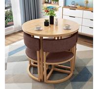 Juego de mesa redonda con 4 sillas, versátil mesa de comedor y reunión para espacios pequeños, ideal para cocina, área de café y reuniones.