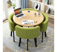 Juego de mesa redonda de cocina para 4 personas, marco de metal resistente que ahorra espacio, diámetro 31,5/80 cm, verde, oficina, apartamento, conferencia, informal