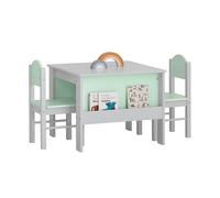 SoBuy KMB88-HG Mesa infantil con sillas Grupo de asientos para niños dentro Juego de sillas y mesa para niños Mesa de pintura para niños Grupo de asientos Gris claro Gris claro