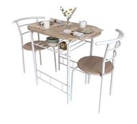 Miroytengo Juego de Mesa y 2 Sillas Cocina Butterfly Fija, Mesa Fija, Melamina Color Blanco y Roble Sonoma