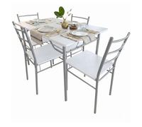 Miroytengo Juego de Mesa y 4 Sillas Cocina, Conjunto de Cocina Comedor, Melamina Color Blanco y Gris