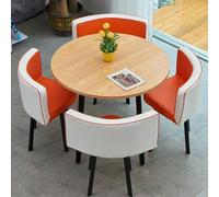 Juego de mesa y silla de comedor de 5 piezas para 4 muebles pequeños redondos/cuadrados, para oficina, recepción, conferencias, negocios