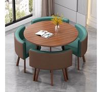 Juego de mesa y silla de comedor de cocina, de cuero redondo, ahorro de espacio, 1 mesa y 4 sillas, para sala de estar, sala de estar, oficina