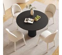 Juego de mesa y silla de comedor para 4 personas, moderno, redondo, para café, oficina, recepción, ocio, color negro, 35.4in / 90 cm