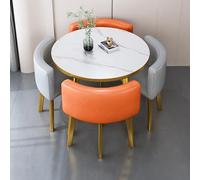 Juego de mesa y silla redonda de 5 piezas, 1 mesa y 4 sillas para oficina, sala de estar, cocina y recepción