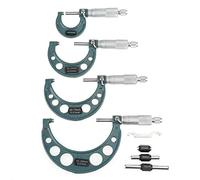Juego de micrómetros exteriores métricos, 4 en 1 4 piezas Calibradores de medición de micrómetros externos de 0-100 mm con estuche, Carburo cementado duradero de calidad + Calibrador de medición
