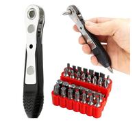 Juego de mini destornilladores de llave de trinquete, multiherramienta, destornilladores magnéticos de ángulo recto con 33 piezas de brocas pequeñas, regalos de Navidad para hombre, regalos de