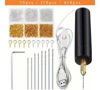【Juego de mini taladros eléctricos】Juego de mini taladros eléctricos con alimentación USB de 10 piezas/110 piezas/410 piezas con brocas, mini taladro eléctrico con llave, mandril hexagonal, molde para