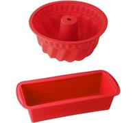 Juego de moldes de silicona, incluye molde para Kougelhopf y molde para pastel, Dr. Oetker Flexxibel Love, color rojo, dimensiones: 24 x 10 x 7.5 cm y diámetro de 23.8 cm