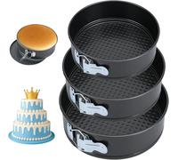 Juego de moldes desmontables, de 18 cm, 20 cm y 22 cm, con revestimiento antiadherente, para hornear pasteles