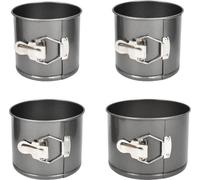 Juego de moldes desmontables Unyqoos® de 4 piezas, redondos (diámetro 12/14/16/18 cm x altura 10 cm), fabricados en acero al carbono, con revestimiento antiadherente, cierres de acero inoxidable a pru