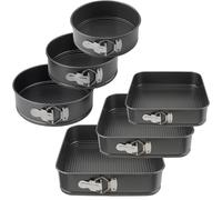 Juego de moldes para pasteles - 3 redondos/3 cuadrados - Recubrimiento antiadherente - Fondo desmontable - Acero al carbono - 16/18/20/22 cm - Moldes para hornear