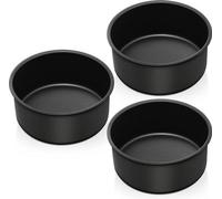 Juego de moldes redondos Unyqoos® de 3 unidades, diámetro de 16 cm, profundidad de 7 cm: acero inoxidable con acabado rojo, revestimiento antiadherente, no tóxico, cuidadosamente limpiado, sin costura