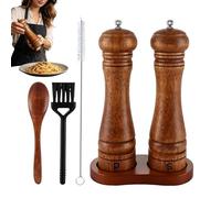 Juego de molinillo de sal y pimienta | 8.66 pulgadas con cuchara y cepillo de limpieza ajustable recargable | Molinillo de pimienta | para el hogar, interior y exterior, cocina, parrilla, barbacoa