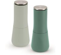Joseph Joseph – Juego de molinillo de sal y pimienta Milltop sin derrame, recargable, verde salvia