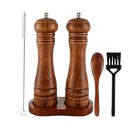 Juego de molinillos de sal y pimienta de madera, grosor ajustable recargable de 8.66 pulgadas, salero y pimentero, para el hogar, interior, exterior, cocina, parrilla, barbacoa, picnic, mesa de