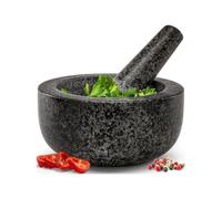 Juego de mortero y mortero de Zuvo, piedra natural sólida, esencial para artículos esenciales de cocina y creaciones culinarias, diseño duradero y elegante