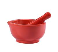 Juego de mortero y mortero pequeño de cerámica ideal para picar pastillas, hierbas, especias, guacamole comino y mucho más (color: rojo, diámetro: 6 pulgadas)