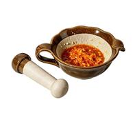 Juego de Mortero y Pistilo Bol Ergonómico Cerámico Triturador Y Molinillo | Conjunto De Mortero Con Maja Sin Polvo De Roca para Cocina Hogar Cocinar Ajo Pastilla Aire Libre