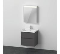 Juego de muebles D-Neo, lavabo con mueble de pared y armario con espejo LED (tope izquierdo), 650x2000mm, DE0115L4949, Color: Grafito Mate Decoración