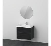 Juego de muebles D-Neo, lavabo con mueble de pared y espejo LED (redondo), 800x2000mm, DE011001616, Color: Roble negro