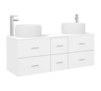 Juego de muebles de baño de 3 piezas, color blanco, de madera, 49,5 x 44,5 | Diseño suspendido, 6 cajones, tirador plateado, montaje en pared, uso interior