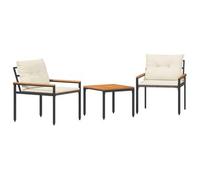 vidaXL Juego de muebles de exterior – 3 uds. – Blanco crema