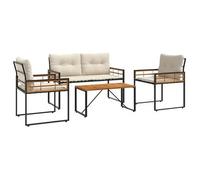 vidaXL Juego de muebles de exterior con cojín 4 pcs Crema