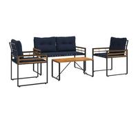 Juego De Muebles De Exterior Con Cojín 4 Pcs Azul Marino Vidaxl