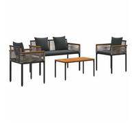 Conjunto de muebles de jardín vidaXL con cojines, color gris y gris oscuro, fabricado en ratán sintético