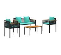 Juego de muebles de jardín vidaXL con cojines, color y turquesa, fabricado en ratán sintético