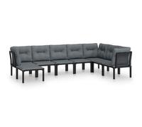 vidaXL Juego de muebles de jardín 8 pzas ratán sintético negro y gris