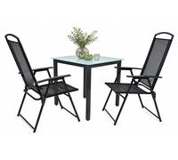 Juego de muebles de jardín de 3 piezas / grupo de asientos / 1x mesa, 2x sillas / mesa Dimensiones aprox. H. 76 x W. 80 x D. 80 cm / Juego de respaldo 80M