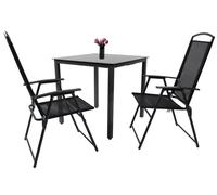 Juego de muebles de jardín de 3 piezas / grupo de asientos / 1x mesa, 2x sillas / mesa Dimensiones aprox. H. 76 x W. 80 x D. 80 cm / Juego de respaldo 80S